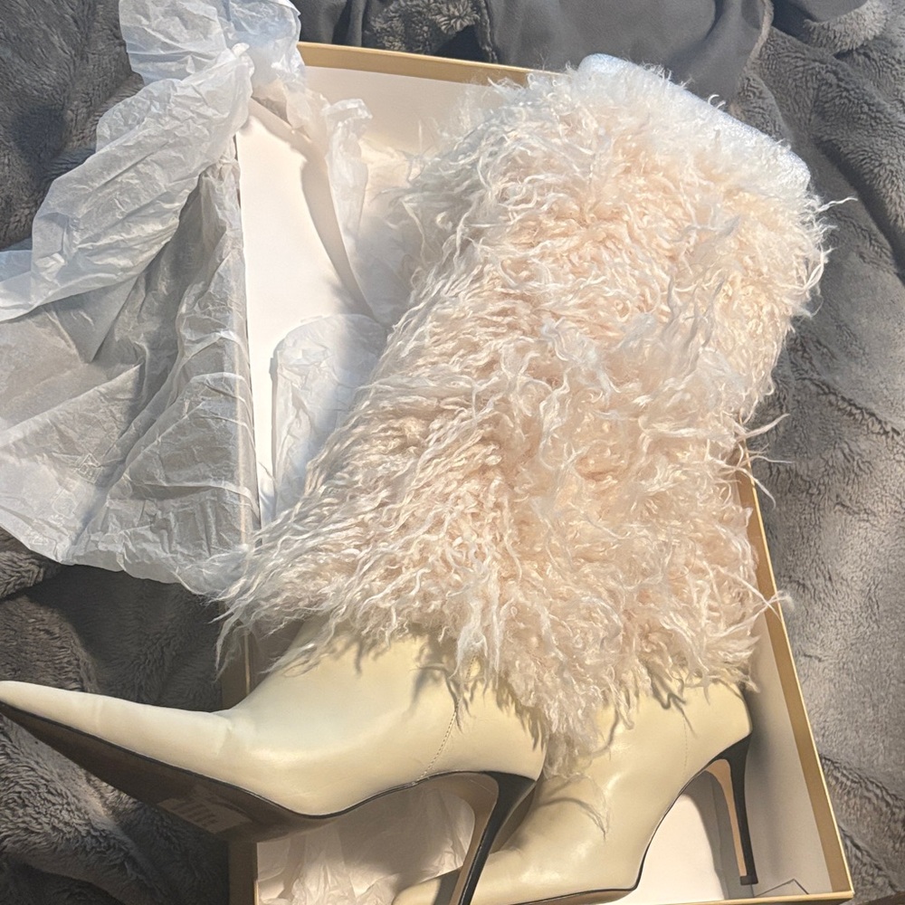 MICHAEL Michael Kors Cream Fur Heeled Boots